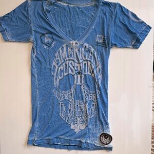 Affliction, blue T-shirt, V-neck